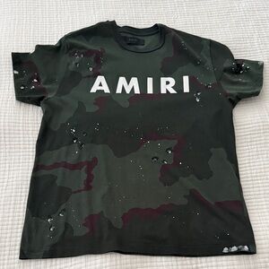 AMIRI Dark Green Camouflage Tee